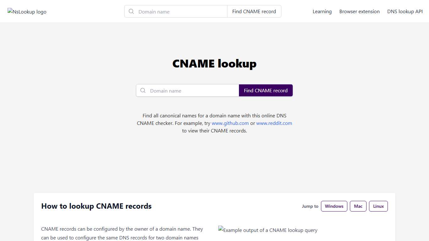 CNAME Lookup – View CNAME DNS Records