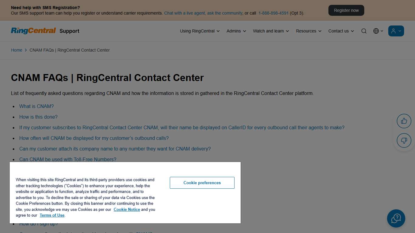 CNAM FAQs | RingCentral Contact Center