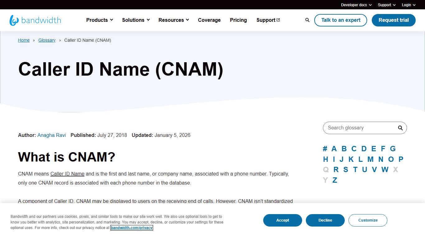 What Is CNAM? Caller ID Name Defined | Bandwidth