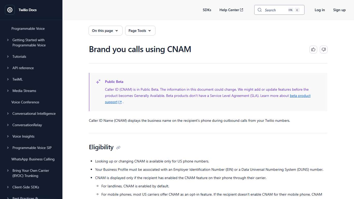 Brand you calls using CNAM | Twilio